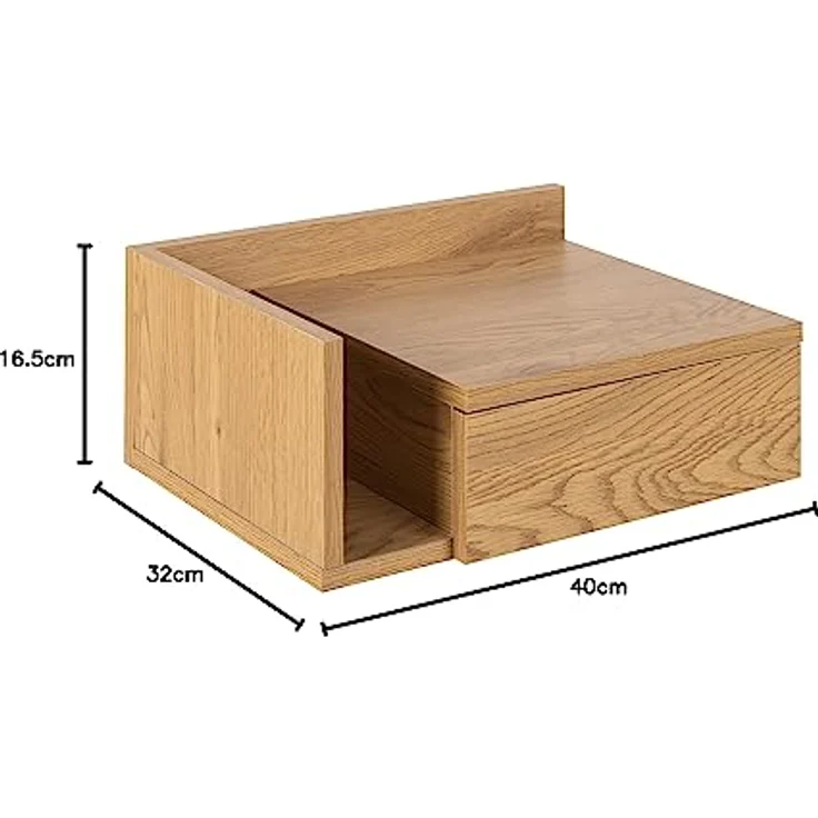 MID.YOU Nachtschrank Actona Ashlan, hängend, Wildeiche, Holzwerkstoff, 1 Schublade, 40x16.5x32 cm, Reach – Bild 2