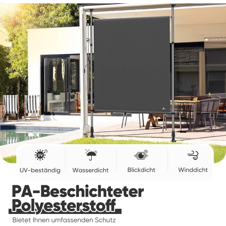 Strattore Ausziehbare Klemmmarkise / Senkrechtmarkise höhenverstellbar 100 x 310 cm - Anthrazit – Bild 2