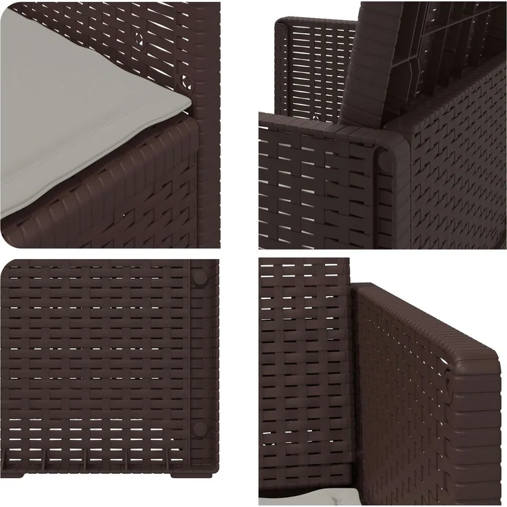 vidaXL Garten Esszimmerstühle 2 stk. Braun und Hellgrau PP 899992 – Bild 8