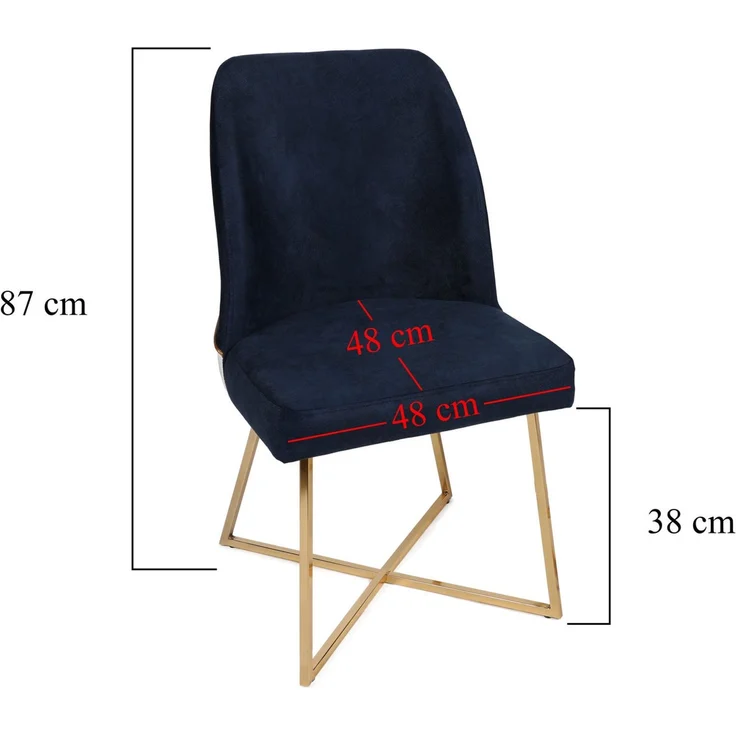 Skye Decor 'Madrid 908 V2' Stuhlset (2-teilig), Gold / Dunkelblau, 50 x 90 x 49 cm – Bild 9