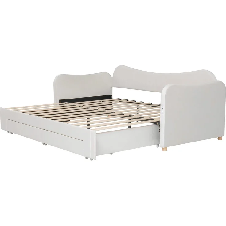 Schlafsofa mit Bettfunktion, Schubladen, Lattenrost, USB und Type-C, 90x200cm/180x200cm, Liegefläche erweiterbar, Polsterbett, Samt – Bild 9