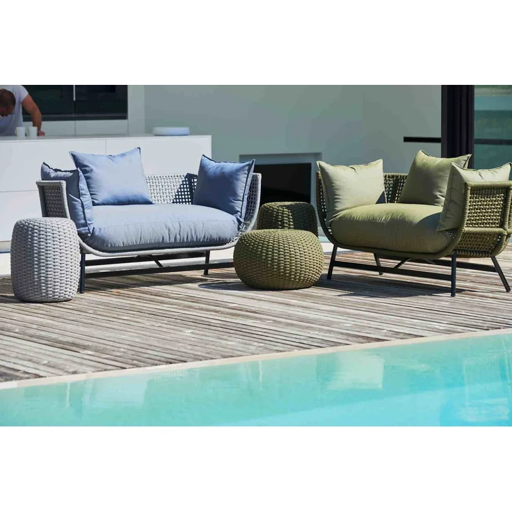 Gartensofa Suka aus Aluminium, modern und gepolstert, Taupe, pflegeleicht für Outdoor – Bild 4