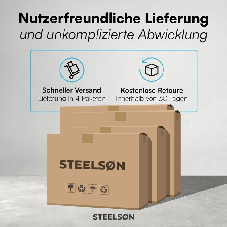 STEELSØN 'Thoria' Mülltonnenbox 4er je 240 Liter, anthrazit, Mülltonnenverkleidung aus Stahl, wetterfest, 116x80x268 cm, Müllbox für 4 Tonnen – Bild 12