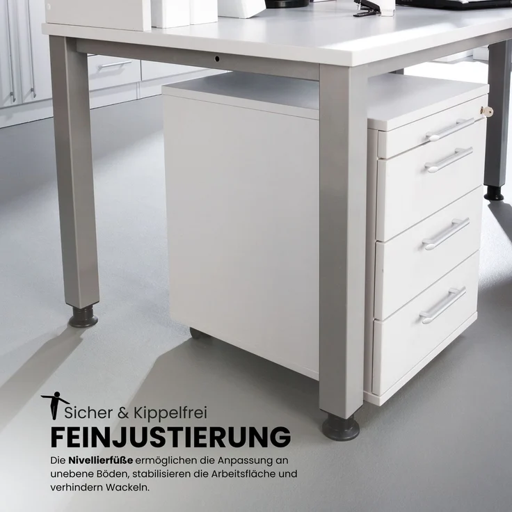 bümö manuell höhenverstellbarer Schreibtisch 200x80 cm in Nussbaum - PC Tisch höhenverstellbar & groß, höhenverstellbarer Tisch Büro, großer Computertisch verstellbar, QS-20-N – Bild 3