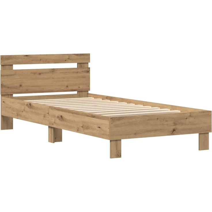 vidaXL Bettrahmen mit Kopfteil Kunsthandwerk Eiche Holzwerkstoff 8009001 – Bild 4