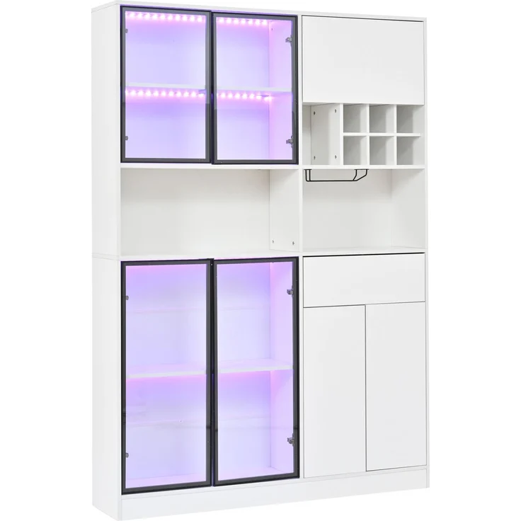 ZUBALIYA Schrank 140x30 cm mit LED-Beleuchtung mit Schubladen in Weiß, ideale Lösung für kleine Räume, robuste Verarbeitung, langlebige Materialien, einfache Selbstmontage – Bild 18