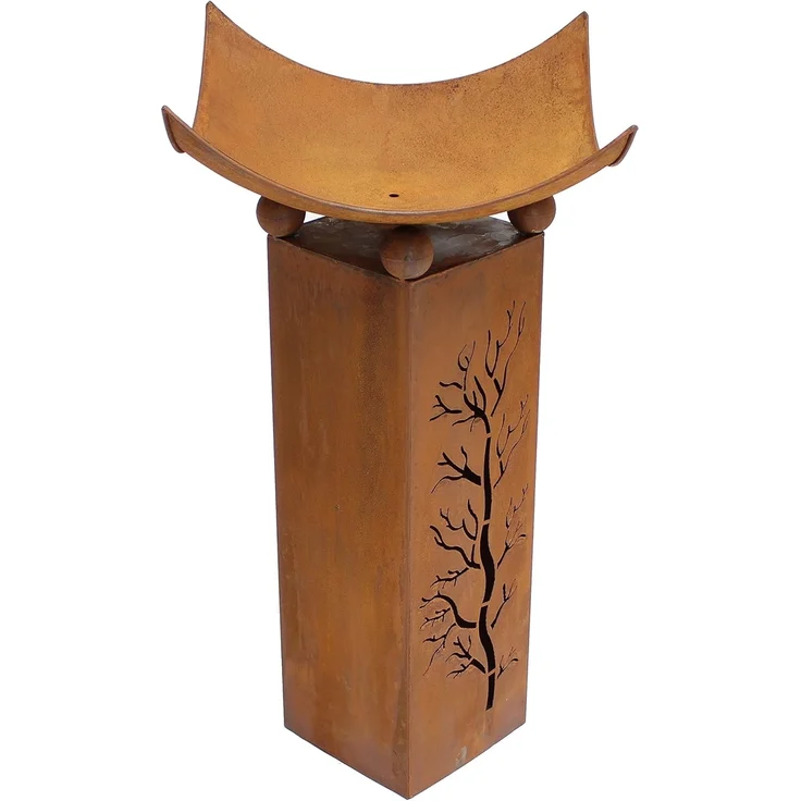 Feuerschale Säule, Metall Rostoptik, 40 x 40 x 75 cm – Bild 3