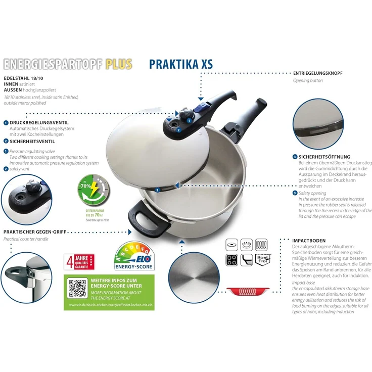 ELO Schnellkochtopf Praktika Plus XS 2,7 l Ø18cm