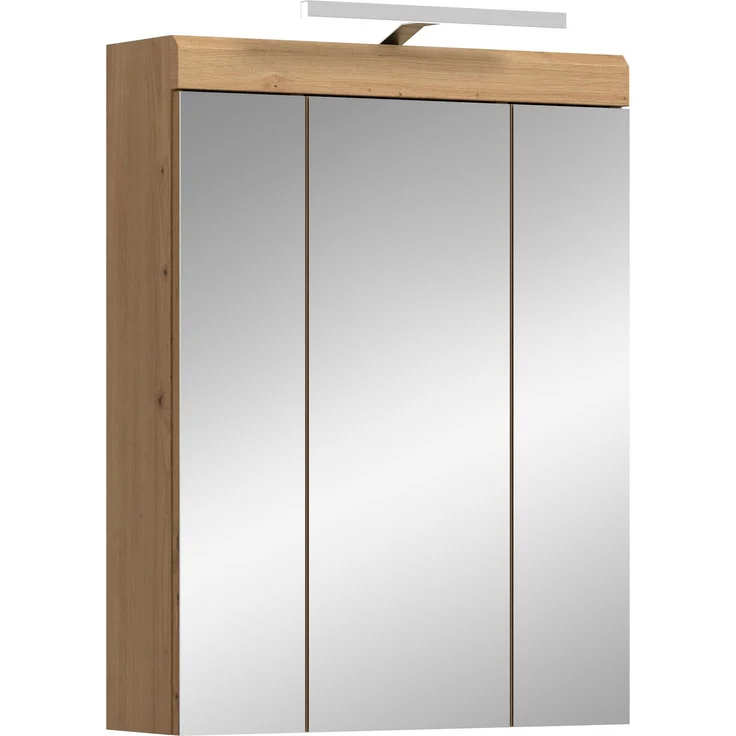 Xonox Scout Spiegelschrank inkl. Beleuchtung (B/H/T: 60x79x18 cm) in Salbei und Artisan Eiche Nachbildung – Bild 1