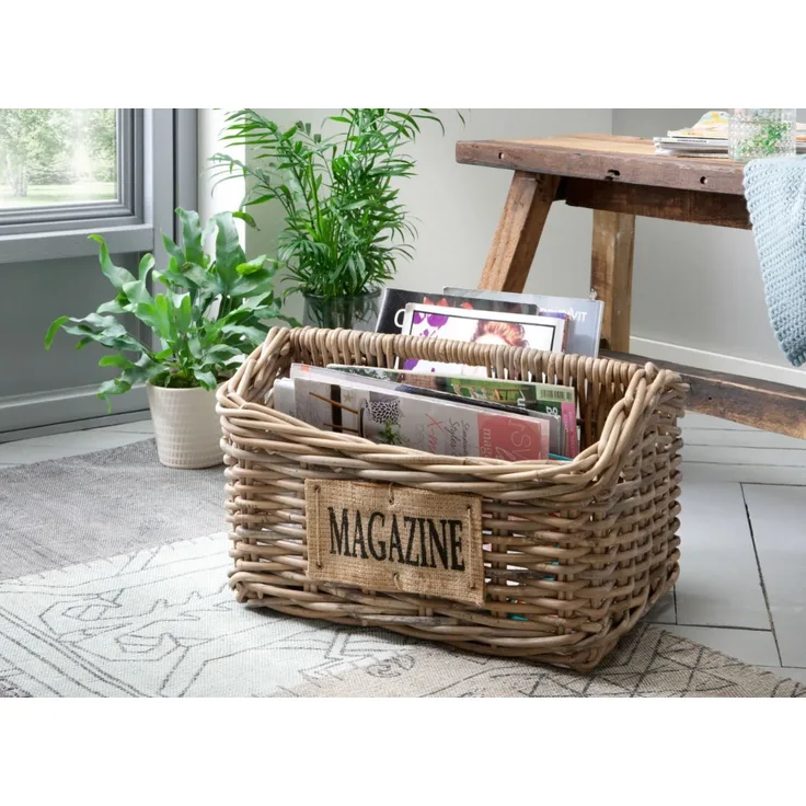 More2Home Dekokorb Zeitungskorb, MAGAZINE, Rattan grau, 46 cm breit
