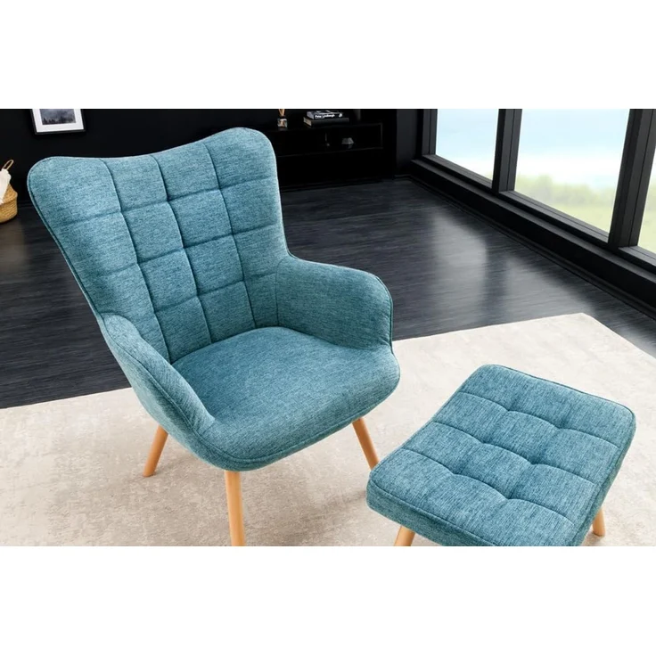 riess-ambiente Sessel SCANDINAVIA blau / natur (Einzelartikel, 1-St), Wohnzimmer · Stoff · Massivholz · mit Armlehnen · Scandinavian Design – Bild 2