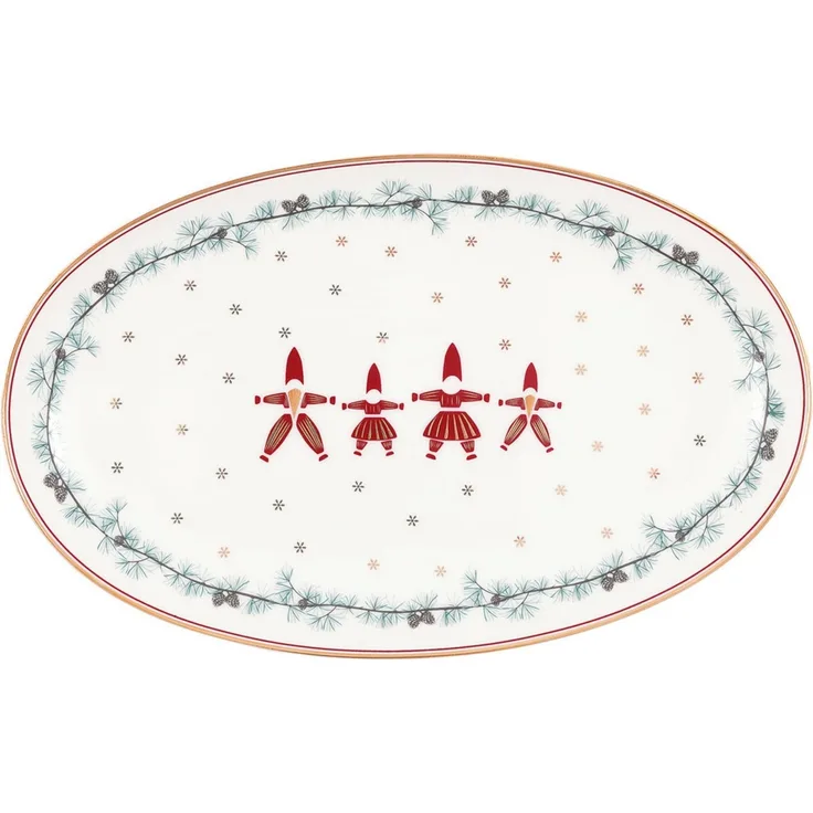 Greengate Servierplatte Juana Servierplatte oval small white 15x24cm, Steingut, (Servierplatten)