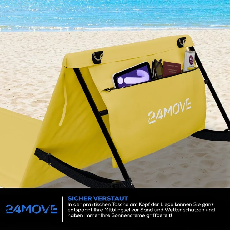 24MOVE Strandmatten Natal 2er Set mit Rückenlehne, gelb, 180x54 cm – Bild 5