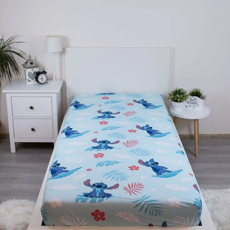 Lilo & Stitch Bettlaken 90x200 cm – Atmungsaktives Spannbetttuch aus Baumwolle – Bild 2