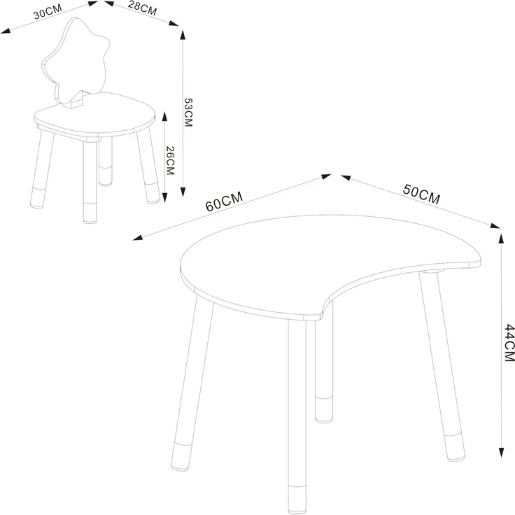Kinderschreibtisch mit Stuhl Lallega Mond- und Stern-Design Weiß [en. casa] – Bild 4