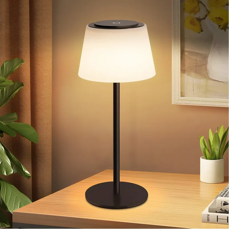 Nettlife LED Nachttischlampe Tischleuchte Kabellos Akku Touch Dimmbar Schwarz 3600mhA Batterie, Dimmbar, LED fest integriert, Modern Tischlampen mit USB Aufladbar