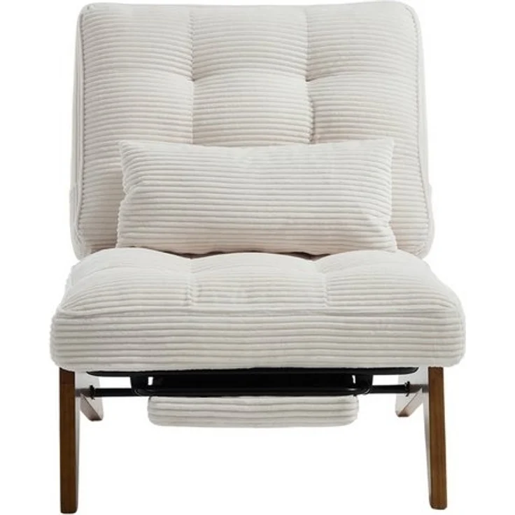LVHOM Relaxsessel verstellbarer Loungesessel mit Fußstütze & Lendenkissen, Holzrahmen (Atmungsaktive Cord-Stoff, verstellbare Rückenlehne, integrierte ausziehbare Fußstütze, Seitentaschen. Inklusive farbig abgestimmtem abnehmbarem Lendenkissen, bis 220... – Bild 4