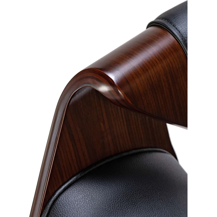 Barhocker GASEN - Kunstleder Walnuss/schwarz 60x52x95 cm | Barstuhl Höhenverstellbar Mit Lehne Drehbar Tresenhocker Tresenstuhl Kneipenhocker – Bild 7