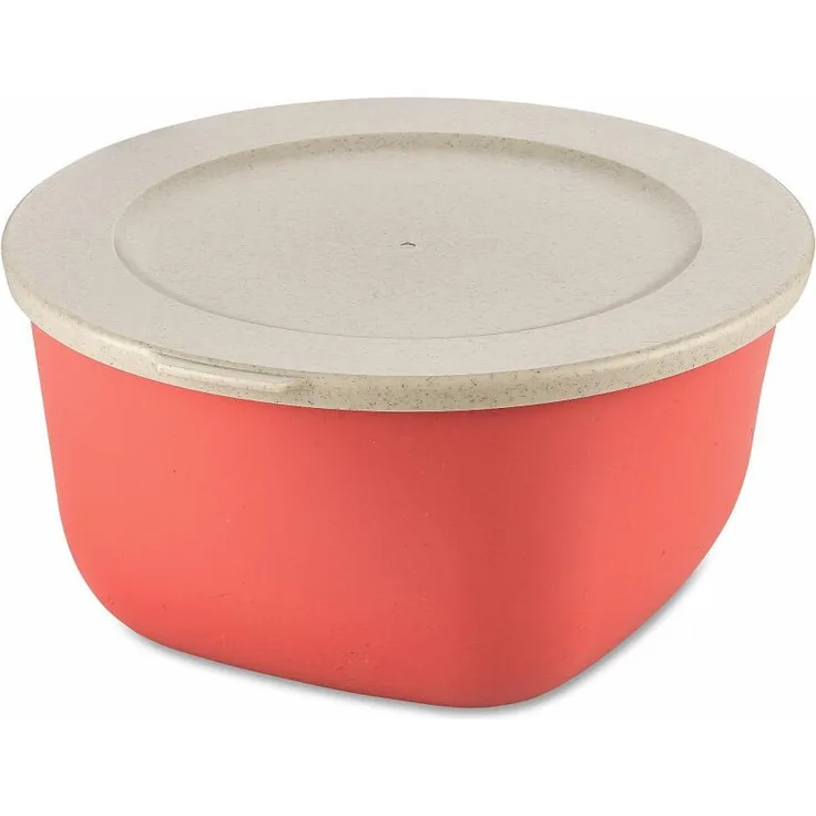 Koziol Dose Connect Box mit Deckel, Schüssel, Schale, Kunststoff-Holz-Mix, Nature Coral, 2 L, 7871704