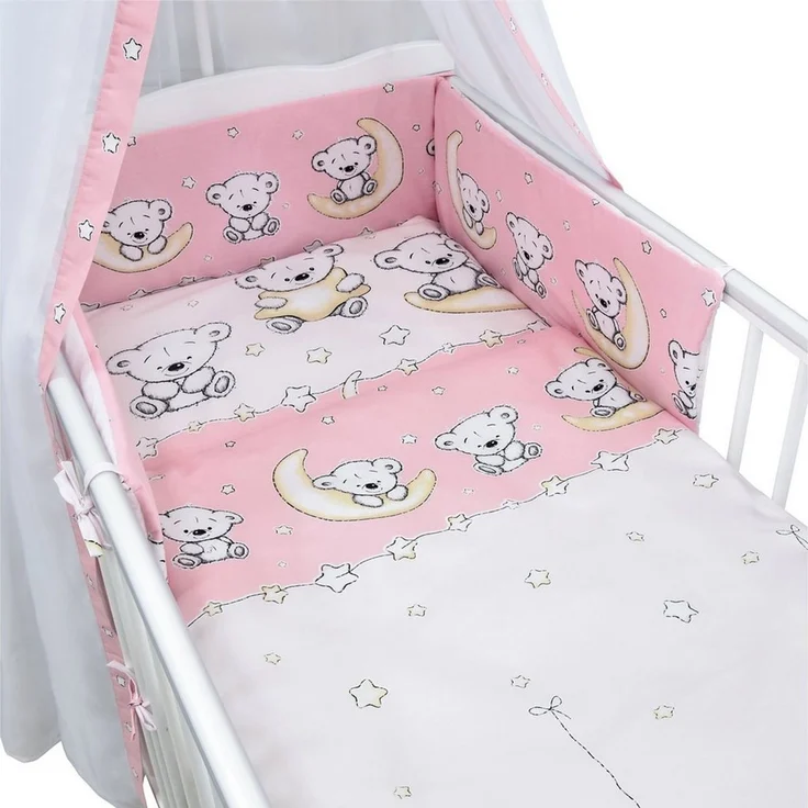 Baby-Delux Komplettbett Babybett Mia Komplettset Waffelpique, 10-tlg, Kinderbett 60x120 cm weiß, Bettset verschiedene Designs – Bild 3