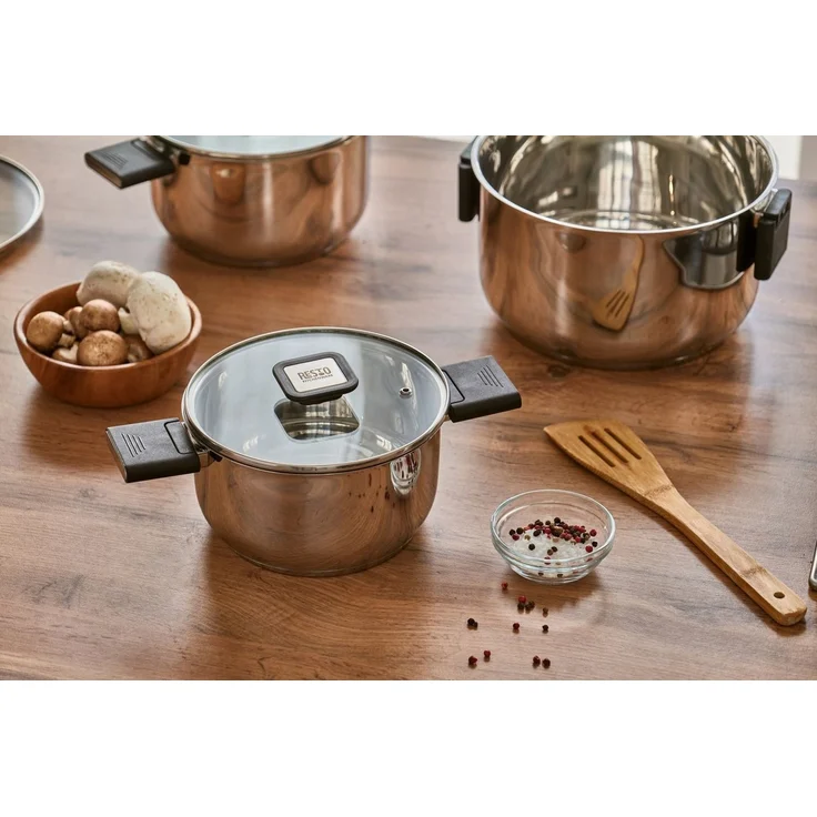 RESTO Kitchenware Kochtopf Anser, energiesparend und spülmaschinenfest, im Geschenkkarton, Edelstahl 18/10 (2-tlg), Geeignet für alle Herdarten, auch Induktion, mit klappbaren Griffen – Bild 1