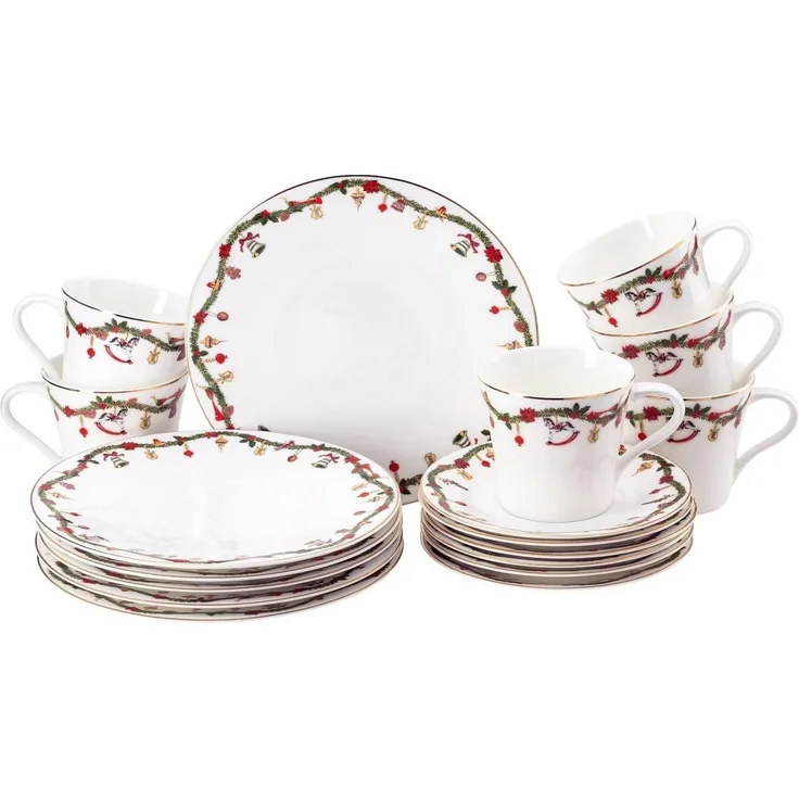 Hutschenreuther Geschirr-Set 18-tlg. Nora Christmas, Bone China, Mehrfarbig, 02048-726037-28421