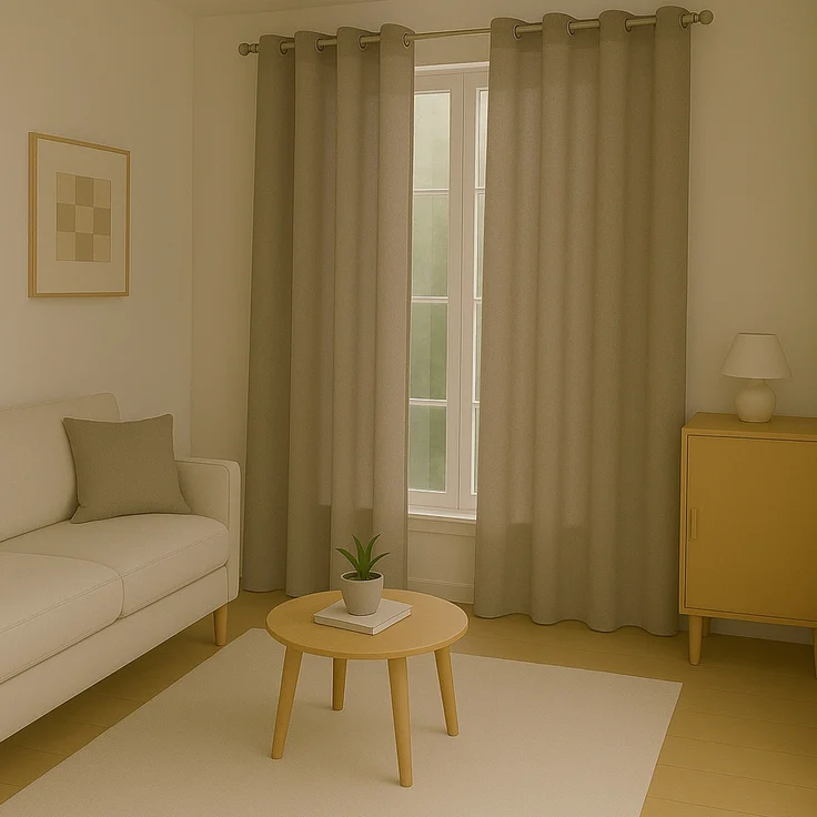 Gardine mit Ösen *** x *** cm ( Breite x Länge ) in ***, blickdichter Vorhang, Ösenvorhang in vielen Variationen 140x245 cm Sandgrau – Bild 5