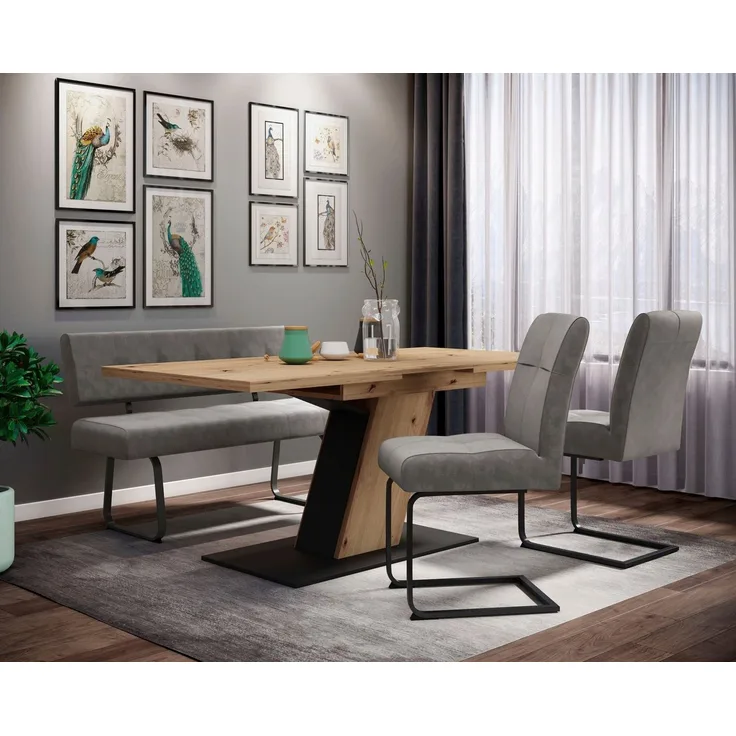 HELA Essgruppe Luise I G Tisch Sitzbank Stühle, (Set, 4-tlg), Ausziehtisch 140 - 180 cm Esszimmer Bestseller