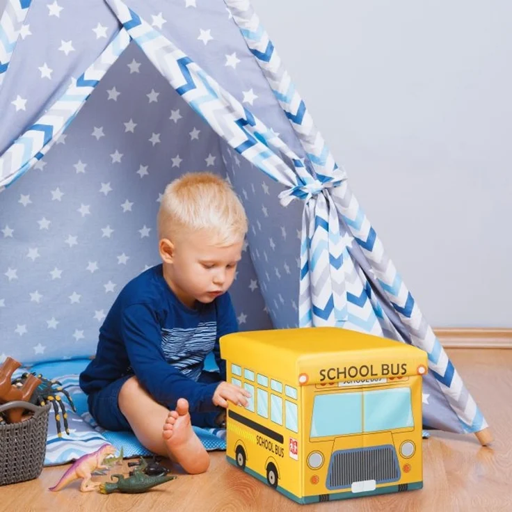 Relaxdays 'Schulbus' Faltbare Spielzeugkiste – Bild 3