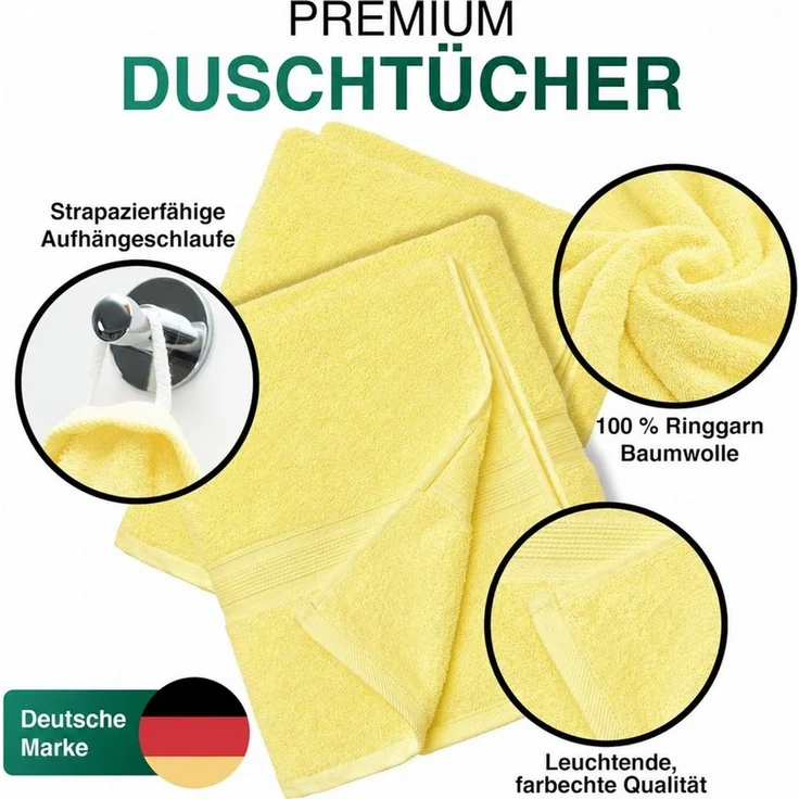 leevitex® Duschtücher 2er-Set, 70x140 cm, 100% Baumwolle, saugstark und fusselfrei, Frottee (Set, 2-St), OEKO-TEX® STANDARD 100 zertifiziert, gestreifte Bordüre – Bild 3