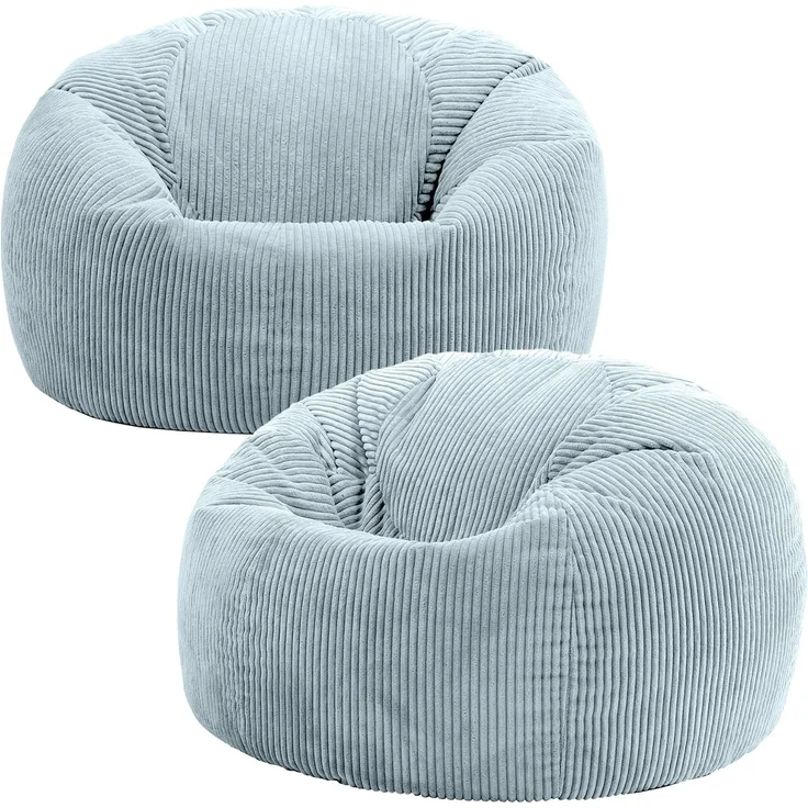 Icon Kingston Sitzsack Cord, Hellblau, 2er Pack, Sitzsack Erwachsene mit Füllung, Bean Bag, Cord Sessel, Lounge Sessel, Lounge Stuhl, Schlafzimmer, Wohnzimmer, Wohnzimmer Möbel – Bild 1