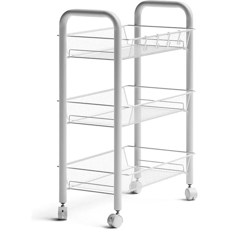 Rollcontainer Tarro Weiß 45 x 64 cm mit 3 Ablagefächern Vicco