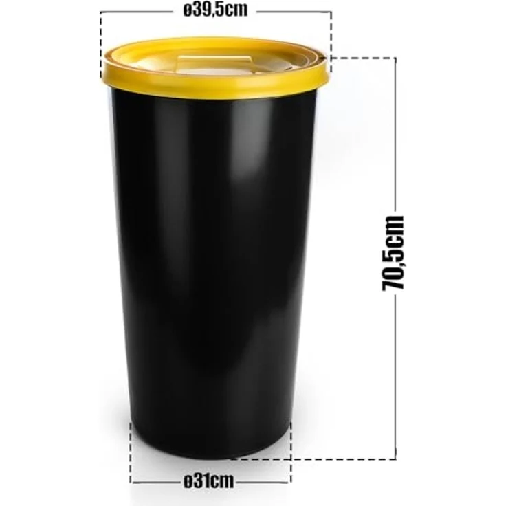 BigDean wetterfeste Universaltonne 60L mit luftdicht verschließbarem Deckel in Gelb – auch als Mülleimer – Futtertonne oder Mülltonne geeignet – Innen + Außen geeignet – Made in Germany – Bild 3