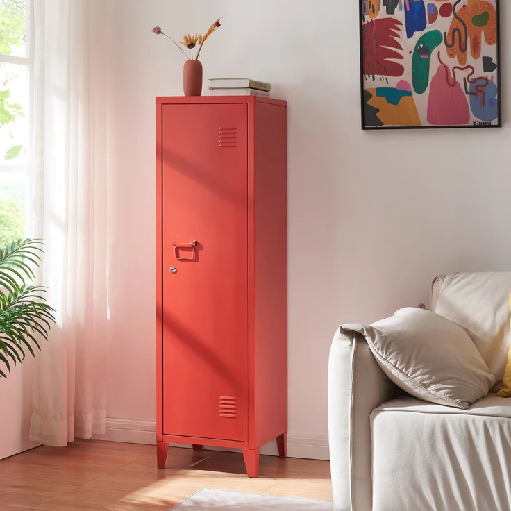 Einzelspind Kurikka 137x38x38 cm Rot [en. casa] – Bild 3