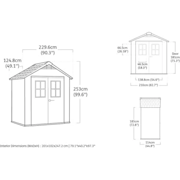 Keter Gerätehaus Oakland Gartenhaus Geräteschuppen 210 x 124,8 x 253cm Holzoptik – Bild 5