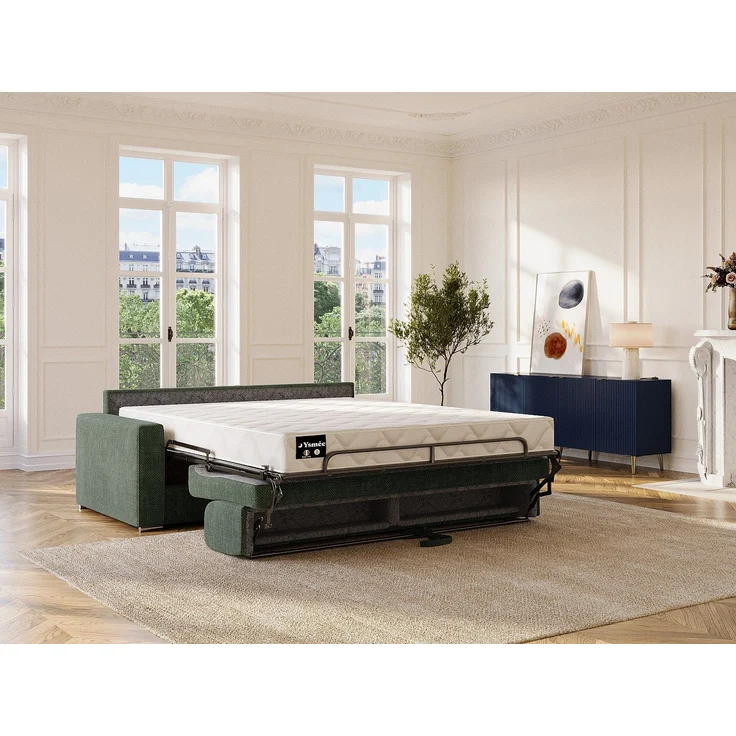 Vente-unique - CALITO - Schlafsofa - Plastik - Kunststoff (PVC), Metall - Grün - 214 x 223 x 85 cm – Bild 3