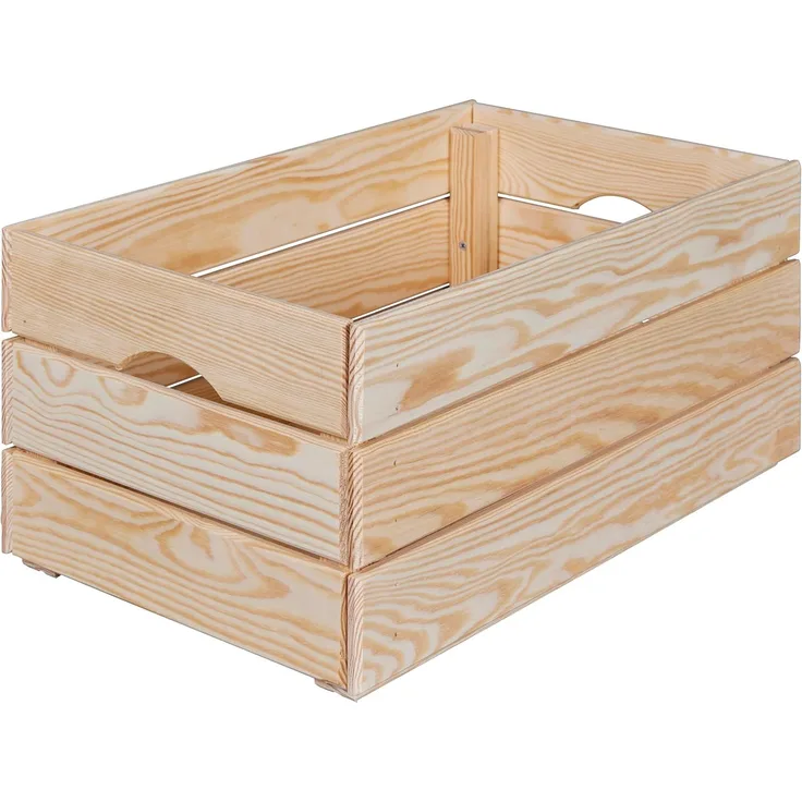 Inter Link - Holzkiste - Stapelkiste massivholz – Aufbewahrungskiste, Für Obst, Gemüse, Wein, Garten, Bad, Spielzimmer – Platzsparend, praktisch – 65 x 31,5 x 23 cm Valloni L
