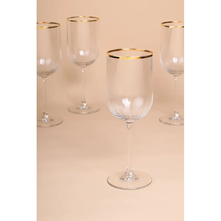 Hermia Concept 'Adore 410' Weingläser-Set (4-teilig), Gold / Transparent, 7,5 x 7,5 x 22 cm, 410 ml – Bild 6
