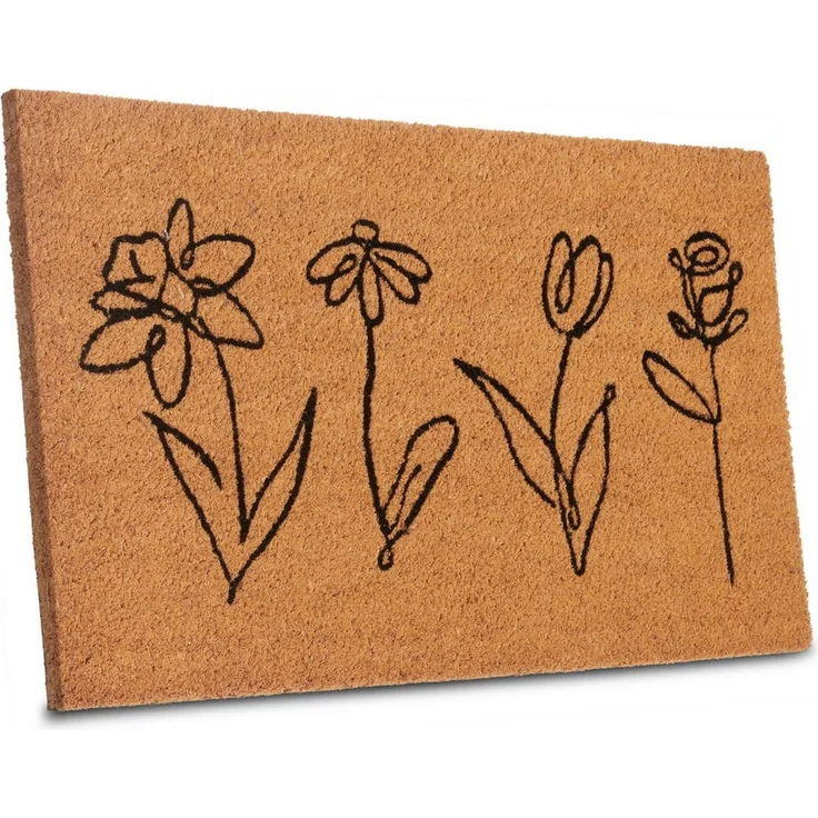 HANSE Home Fußmatte Kokos Line-Art Flowers, Türmatte, rechteckig, Höhe: 15 mm, Schmutzfangmatte, Rutschfest, Outdoor, Innen, Außen, Kokosmatte, Flur – Bild 3