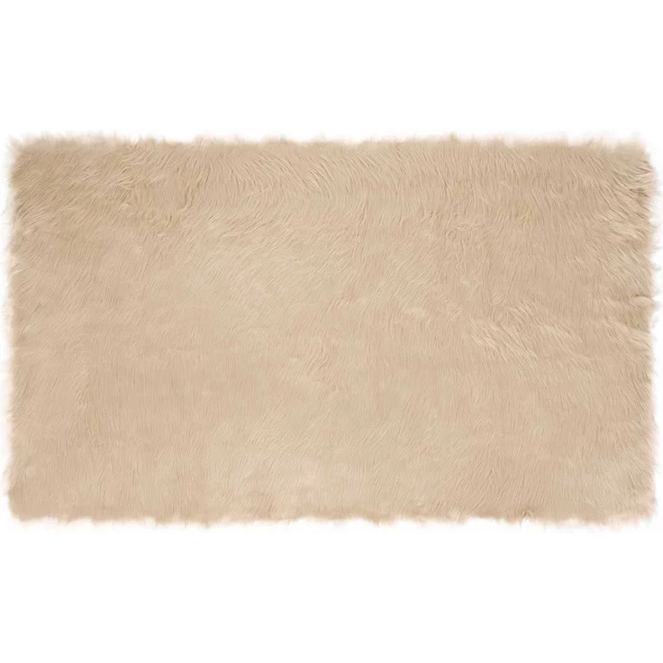 vidaXL Kunstschaffell Teppich Tafalla Beige 100 x 200 cm Polyester 42021481 – Bild 1