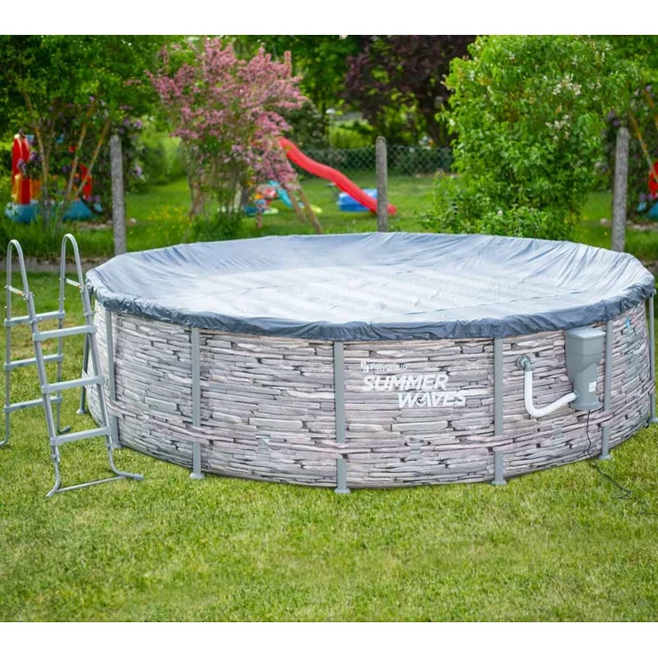Summer Waves 'Elite' Frame Pool, Komplettset mit exklusivem Zubehör, Steinoptik mit Mosaikmuster, Ø 427x107 cm – Bild 6