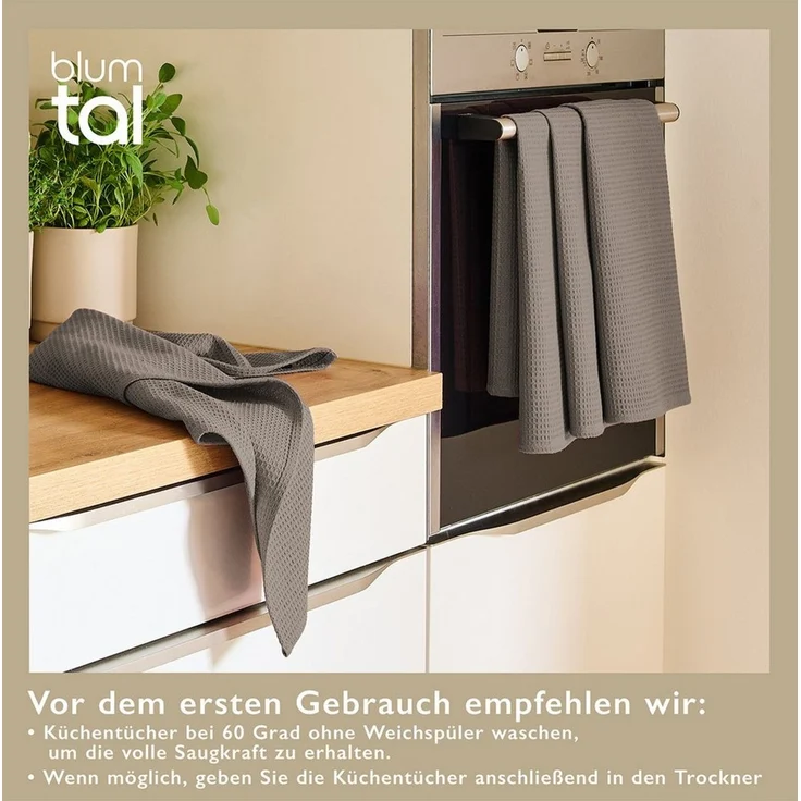 Blumtal Geschirrtuch Set 50x70 oder 30x30 cm, 100% Baumwolle, (4-tlg), Saugfähig, schnell trocknend, waschbar, 100% Baumwolle – Bild 2