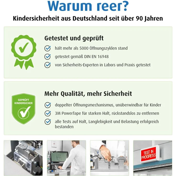 reer Vorteilspack Schrank- und Schubladensicherung, 3er Set, Klemmschutz, Kinder Sicherung, Weiß, 71080 – Bild 3