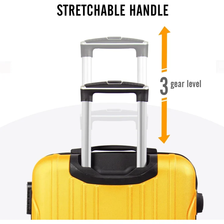 Todeco Mittelgroßer Koffer Trolley 68cm, Zwillingsrollen Reisekoffer Koffer Trolleys, 4 Rollen Leicht Hartschale aus ABS Aufgabegepäck, 68x45x26cm, 66 Liter, Zitronengelb – Bild 7