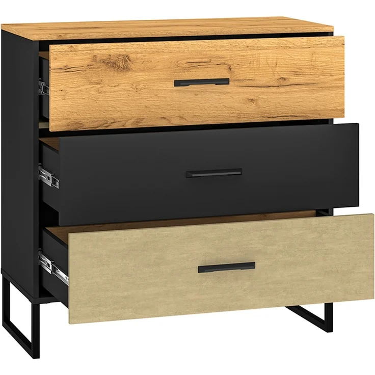 Jugendzimmer Set 7-teilig CASPER-131, Bett 120x200cm mit aufklappbarem Lattenrost, in schwarz und braun – Bild 10