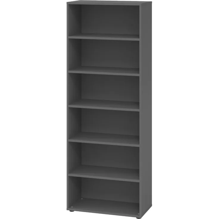 bümö Regal graphit, Standregal aus Holz für 6 Ordnerhöhen - Bücherregal 80 cm breit, Aktenregal für Ordner & Bücher, Büroregal, Holzregal, Ordnerregal, Aufbewahrungsregal, Buchregal, 968RE-G