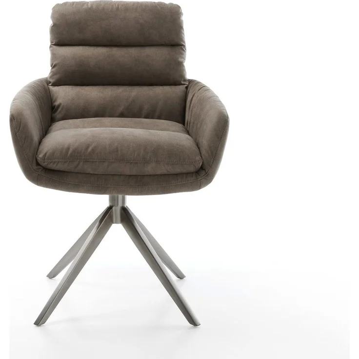 Drehstuhl Abelia-Flex mit Armlehnen Mikrofaser Taupe Vintage Kreuzgestell breit Graphit 360° drehbar Wippfunktion – Bild 2