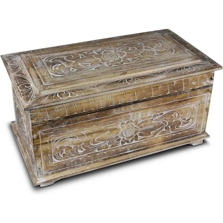 Oriental Galerie Truhe Truhe Albesiaholz Natur WW 50 cm Mittel (1 St) – Bild 4
