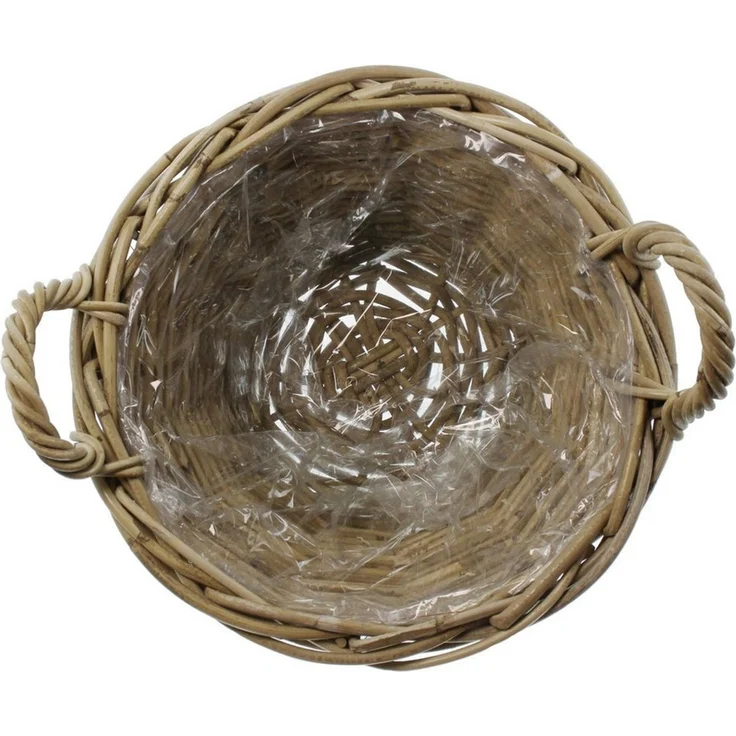 Dekoleidenschaft Pflanzkübel Pflanzkorb "Rustikal" aus Rattan, rund, grau, Blumentopf, Pflanztopf, Blumenkübel, Flechtkorb, Pflanzentopf, Gartendeko für Draußen – Bild 3