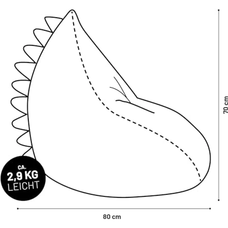 Lumaland Sitzsack Kinder Monster 80 x 80 x 70 cm, weiches Sitzpolster, pflegeleichtes Material, leicht – Bild 3
